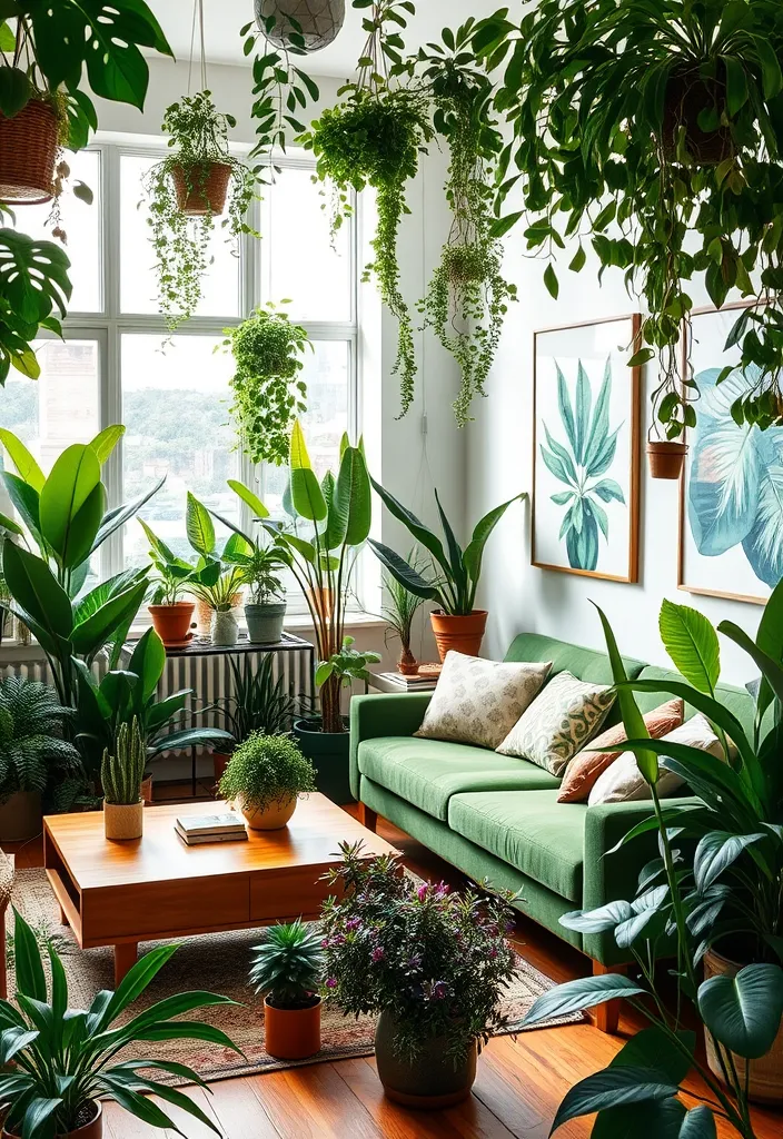 20 Living Room Ideas That'll Make You Want to Curl Up and Never Leave! (#12 Is a Game-Changer!) - 13. Urban Jungle