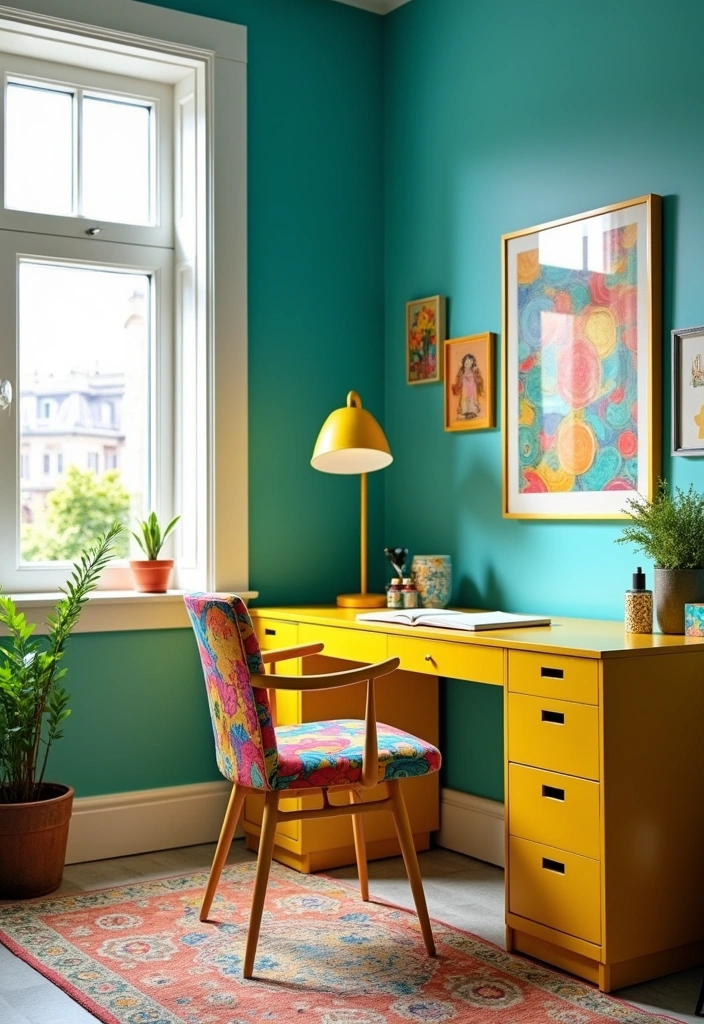 10 Inspiring Home Office Designs That'll Boost Your Productivity (You Won't Believe #4!) - 3. Vibrant Color Pop