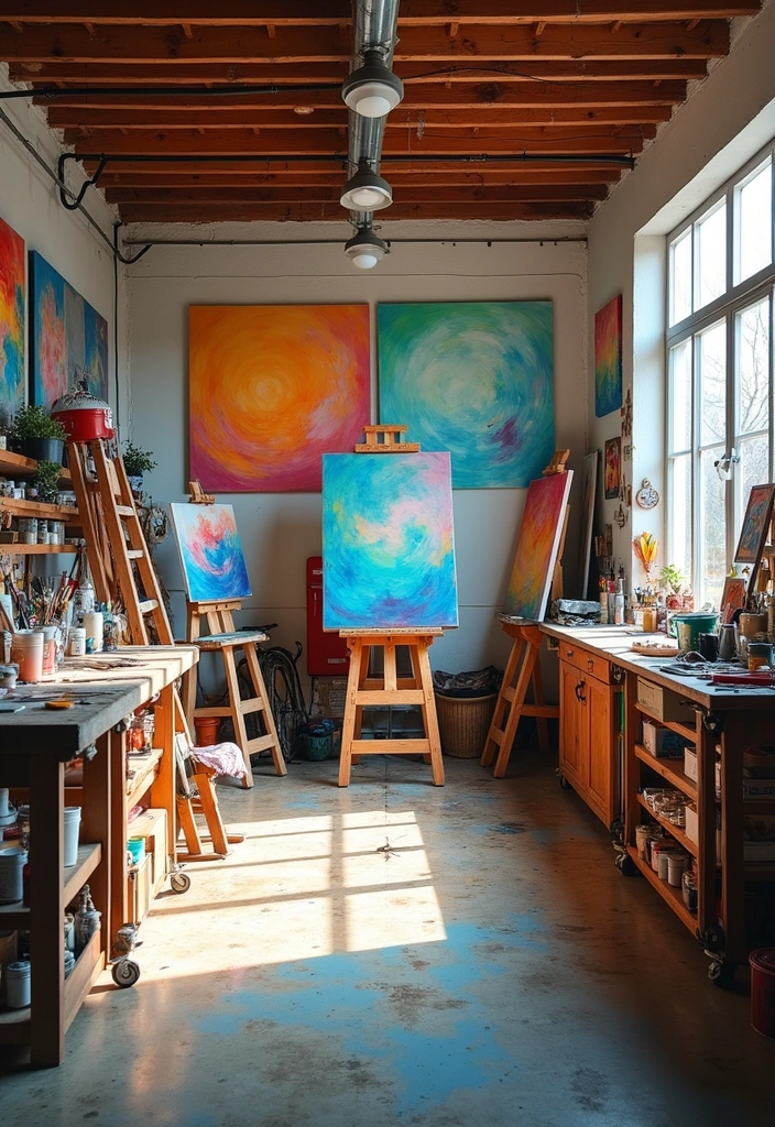 12 Inspiring Garage Workspaces That'll Make Every DIYer Drool (Get Ready to Create Magic!) - 11. The Artistic Studio