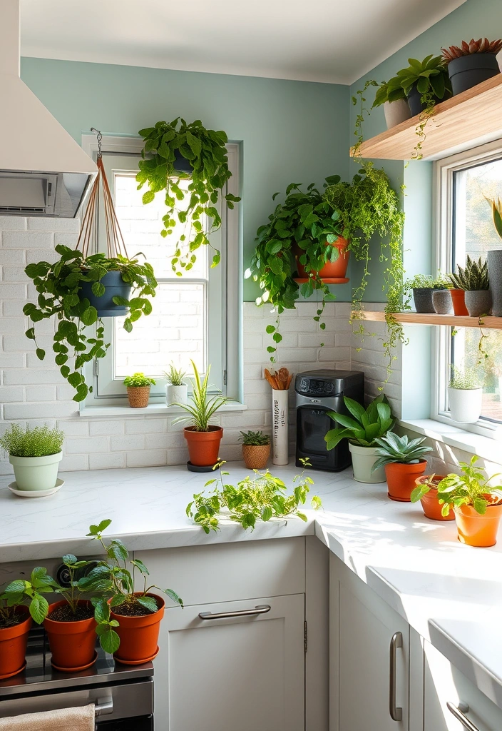 18 Trendy Kitchen Decor Ideas That Prove Less Is More (You’ll Love #7!) - 7. Greenery as Decor
