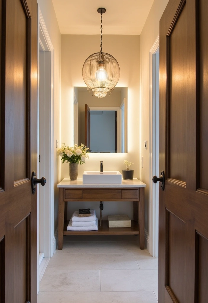 21 Jaw-Dropping Bathroom Transformations That Prove Small Can Be Stunning! - 12. Statement Lighting: Brightening Up Small Spaces