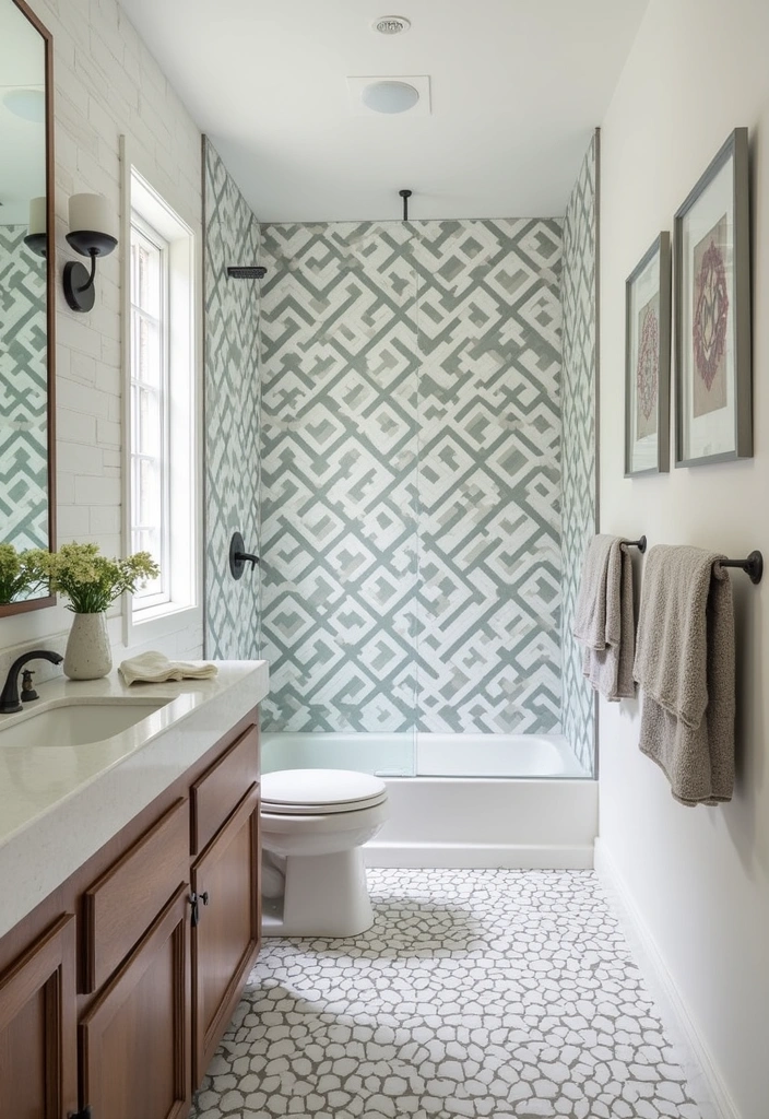 21 Jaw-Dropping Bathroom Transformations That Prove Small Can Be Stunning! - 9. Geometric Patterns: Adding Visual Interest