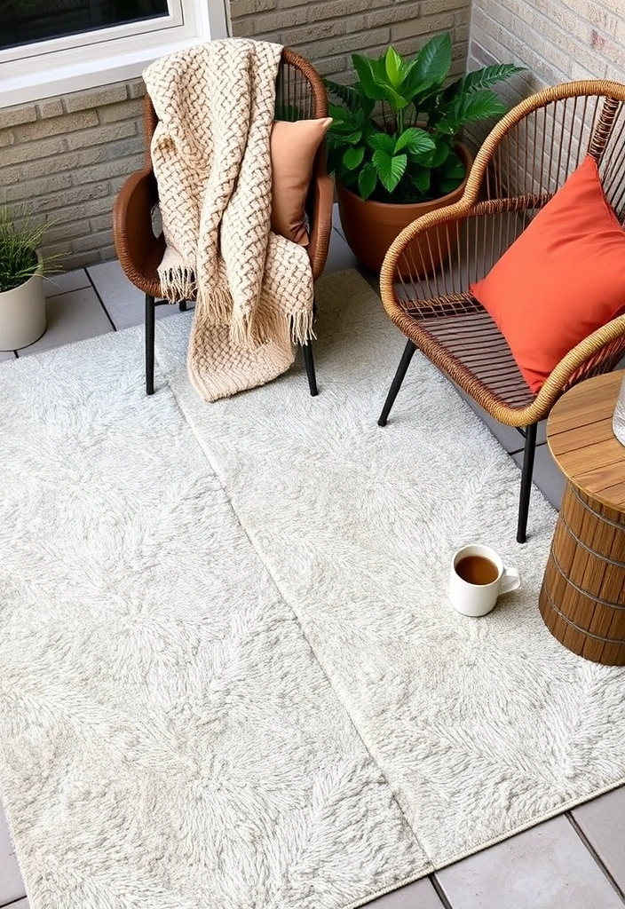22 Patio Ideas So Cozy You Won't Want to Go Inside (Your Friends Will Love #7!) - 1. Layered Textures for Ultimate Comfort