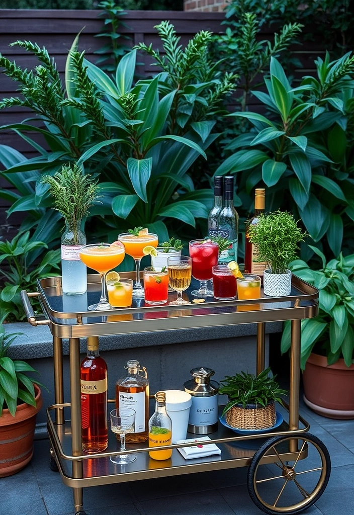 22 Patio Ideas So Cozy You Won't Want to Go Inside (Your Friends Will Love #7!) - 9. Stylish Bar Cart