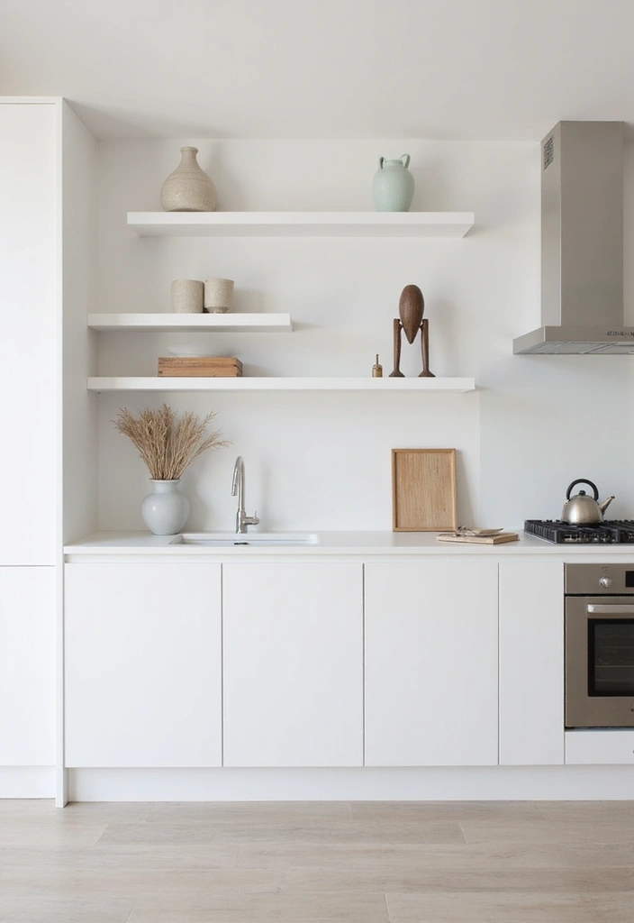 10 Elegant Kitchen Shelf Ideas to Elevate Your Cooking Space (You’ll Love #4!) - 2. Minimalist Elegance