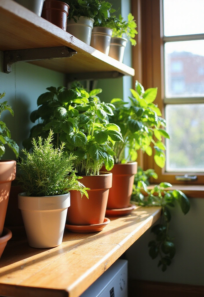 10 Stunning Herb Garden Layouts That Maximize Space and Style! - 6. Kitchen Shelf Herb Garden
