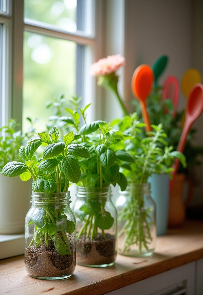 12 Fresh Herb Garden Ideas That Will Elevate Your Cooking Game! - 5. Herb Garden in a Mason Jar: Rustic Charm
