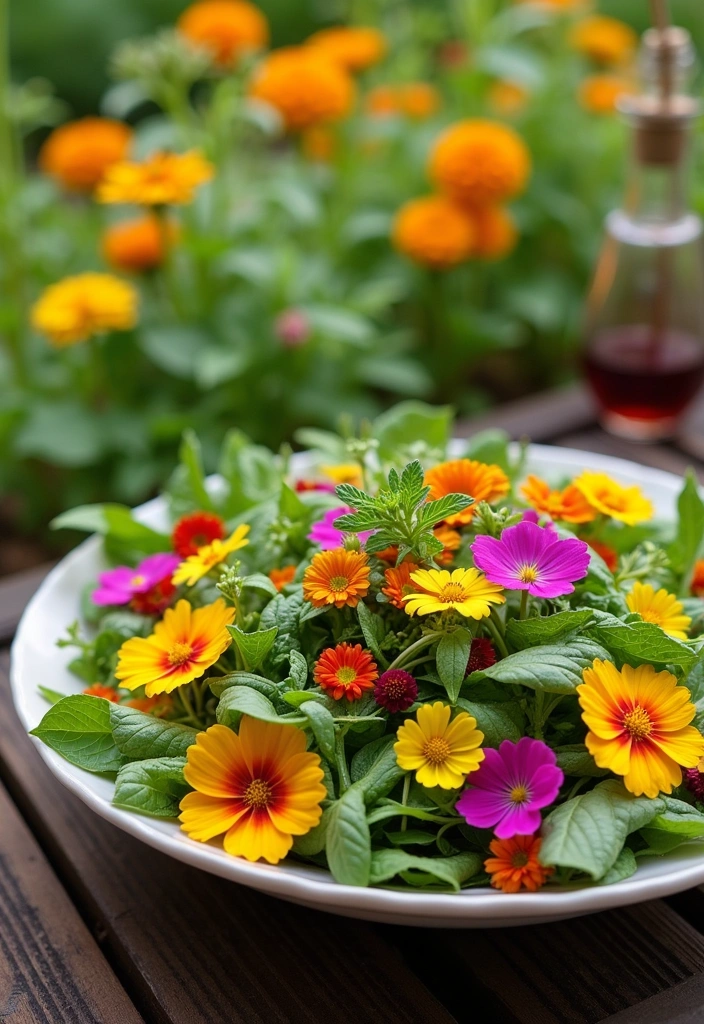 12 Fresh Herb Garden Ideas That Will Elevate Your Cooking Game! - 6. Edible Flower and Herb Combination: A Feast for the Eyes