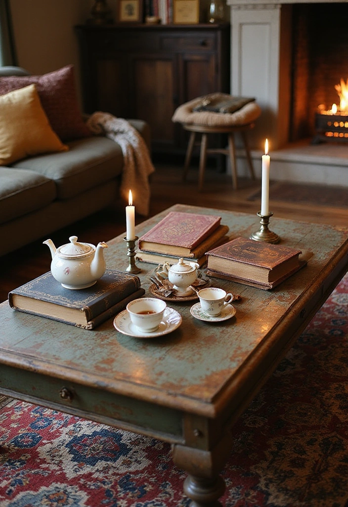 15 Enchanting Castlecore Furniture Pieces That'll Make Your Living Room Feel Like a Fairytale! - 2. Vintage Coffee Table