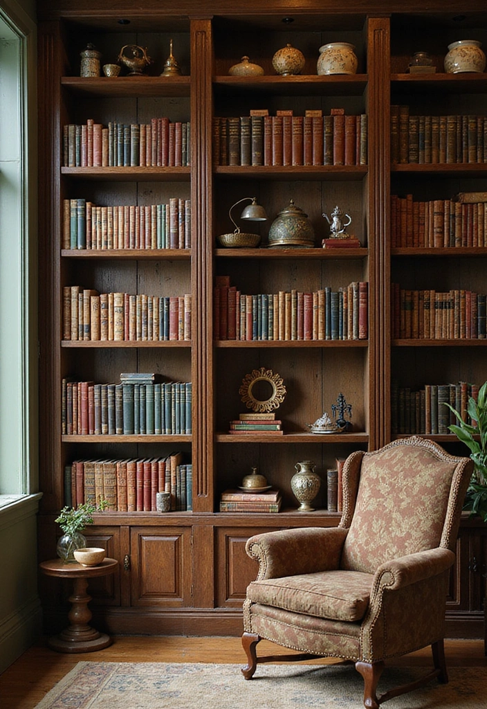 15 Enchanting Castlecore Furniture Pieces That'll Make Your Living Room Feel Like a Fairytale! - 5. Vintage Bookshelf