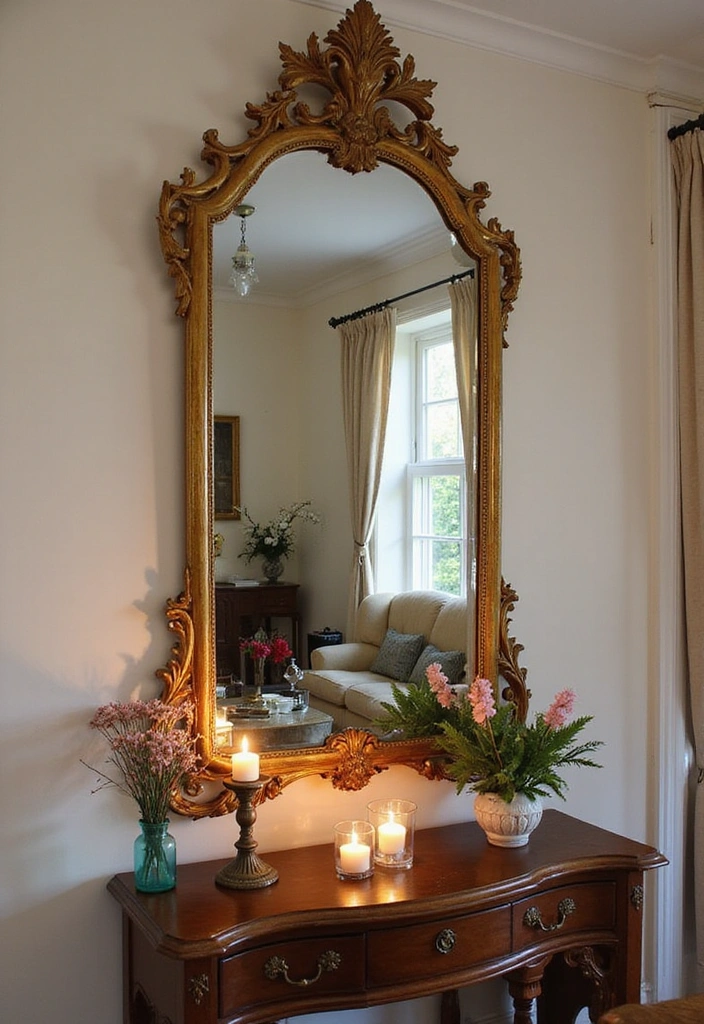 15 Enchanting Castlecore Furniture Pieces That'll Make Your Living Room Feel Like a Fairytale! - 7. Antique Mirror