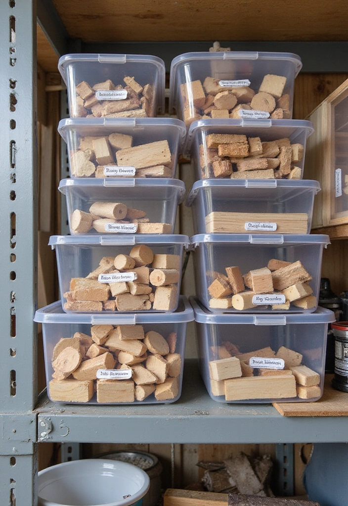15 Genius Woodworking Garage Storage Solutions That'll Make You Say 'Why Didn't I Think of That?!' - 9. Clear Storage Bins for Small Parts