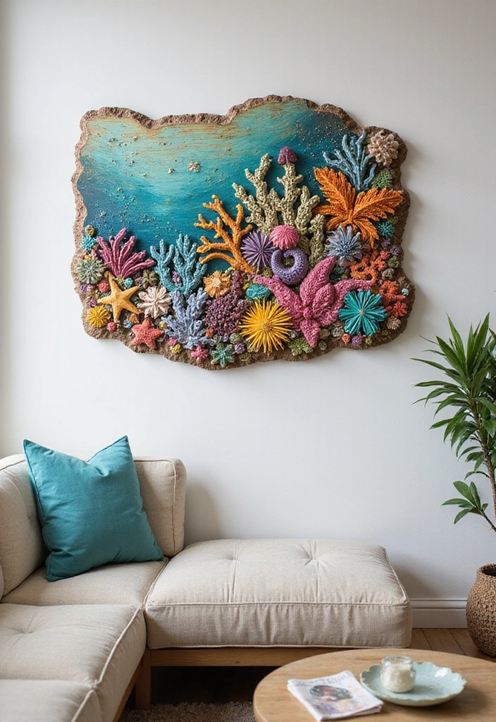 18 Nautical Wood Wall Art Pieces That'll Make You Feel Like You're on Vacation! - 10. Coral Reef Art