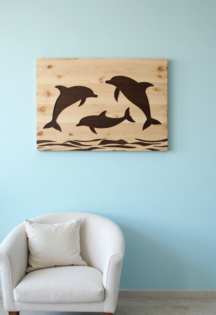 18 Nautical Wood Wall Art Pieces That'll Make You Feel Like You're on Vacation! - 15. Marine Life Silhouettes