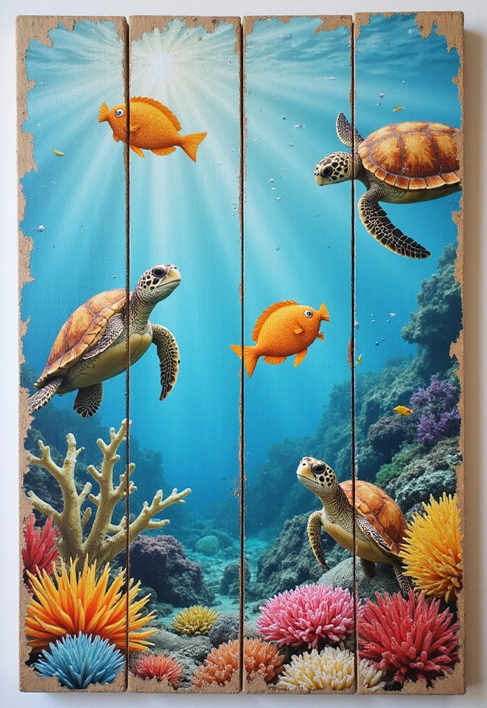 18 Nautical Wood Wall Art Pieces That'll Make You Feel Like You're on Vacation! - 6. Underwater Wonders