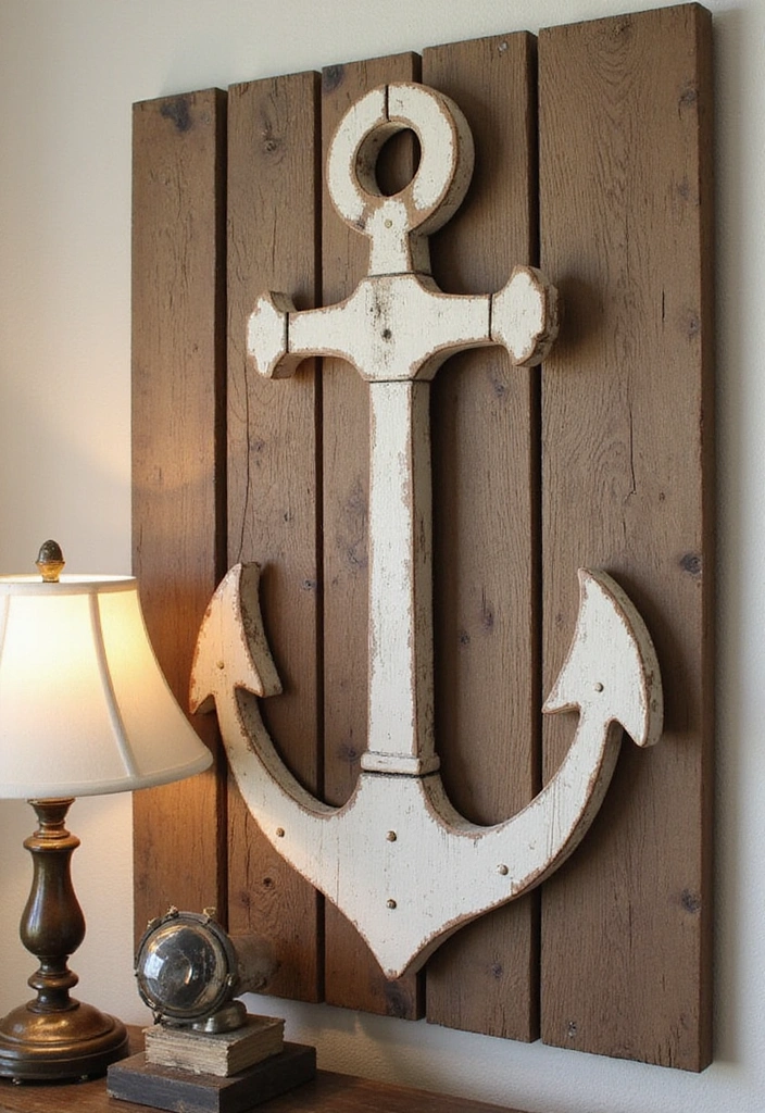 18 Nautical Wood Wall Art Pieces That'll Make You Feel Like You're on Vacation! - 9. Rustic Anchor