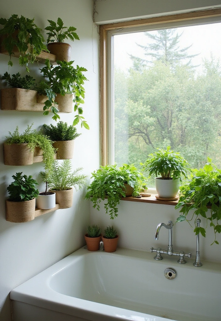 19 Creative Wall Storage Ideas for Small Bathrooms You’ll Love! - 13. Vertical Planters for a Touch of Green