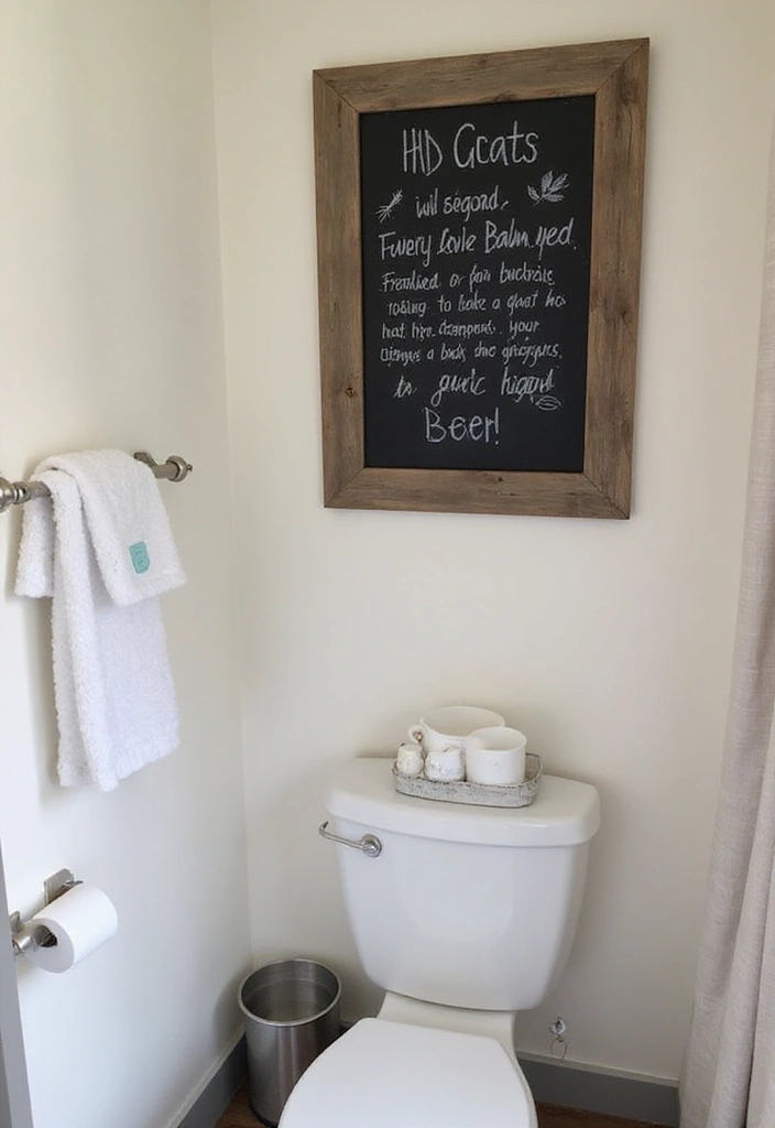 19 Creative Wall Storage Ideas for Small Bathrooms You’ll Love! - 14. Chalkboard for Notes and Reminders
