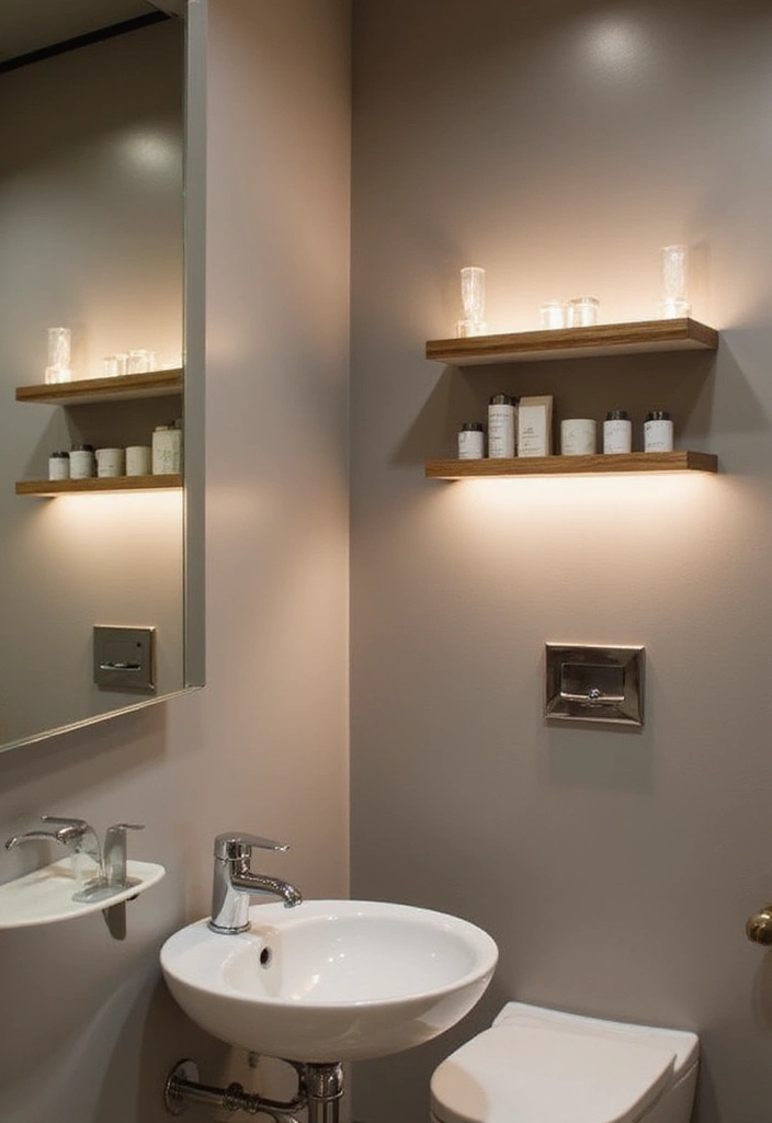 19 Creative Wall Storage Ideas for Small Bathrooms You’ll Love! - 17. Wall-Mounted Lighting with Storage