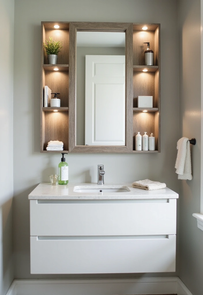 19 Creative Wall Storage Ideas for Small Bathrooms You’ll Love! - 19. Wall-Mounted Mirror with Storage