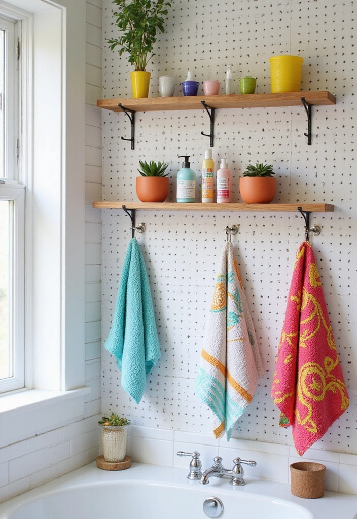 19 Creative Wall Storage Ideas for Small Bathrooms You’ll Love! - 3. Pegboards for Versatile Storage