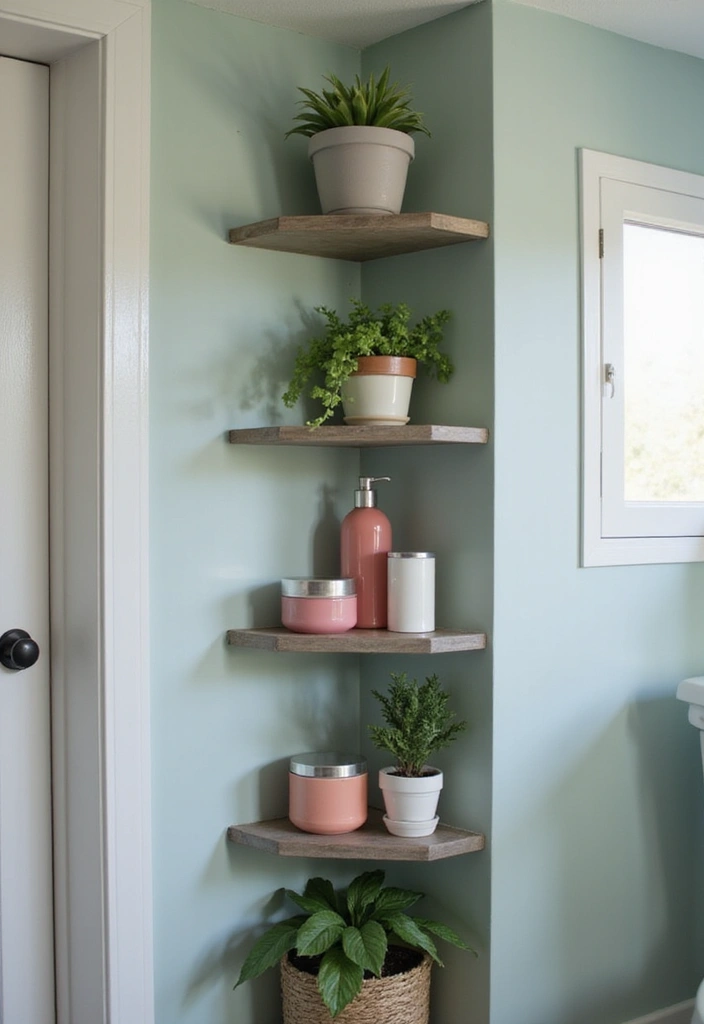19 Creative Wall Storage Ideas for Small Bathrooms You’ll Love! - 7. Corner Shelves for Maximizing Space