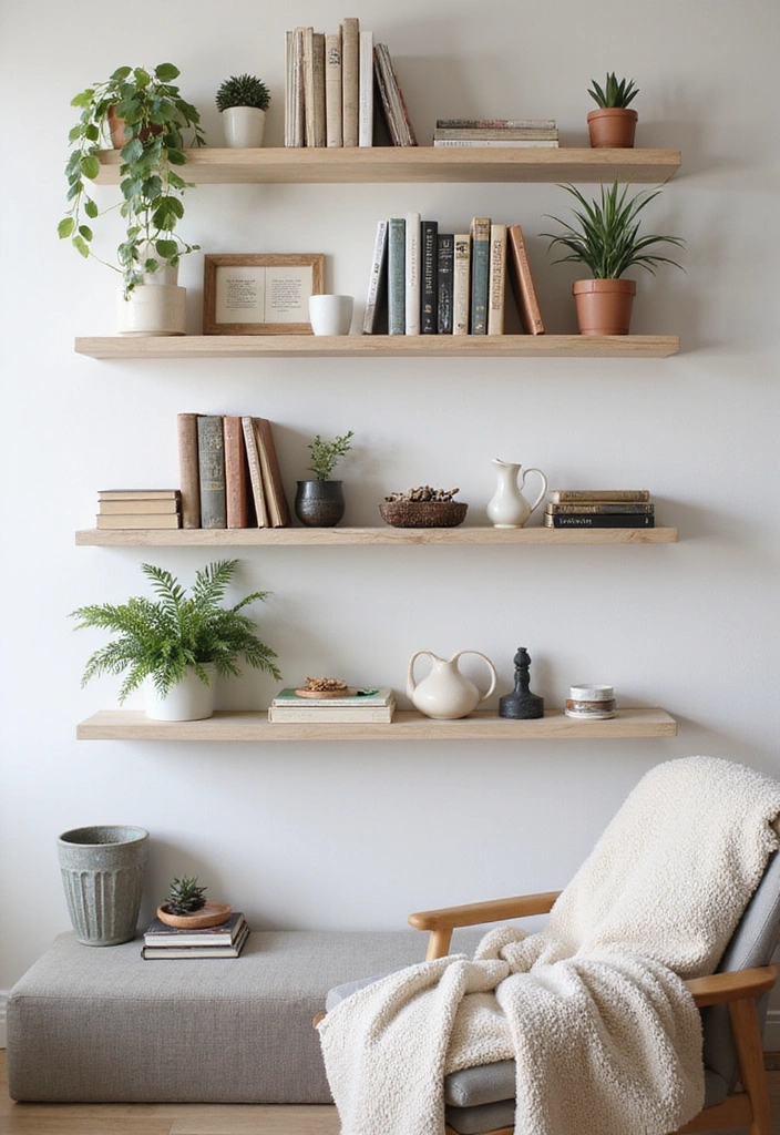 19 Space-Saving Decor Hacks for Small Apartments (You’ll Love #8!) - 1. Floating Shelves for Vertical Storage