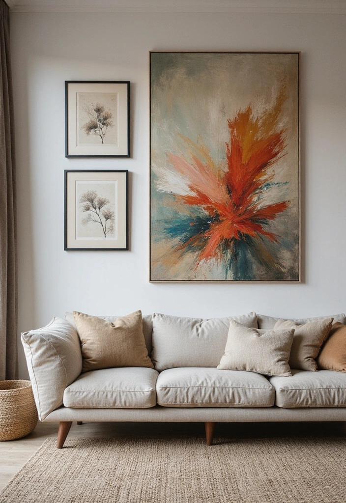 21 Cozy Living Room Ideas That'll Make You Never Want to Leave Home Again! - 7. Statement Artwork