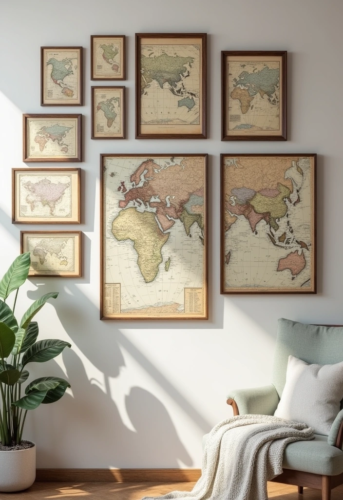 22 Unique Wall Art Ideas That'll Make Your Walls Sing (And Your Friends Jealous!) - 11. Framed Maps as Wall Art