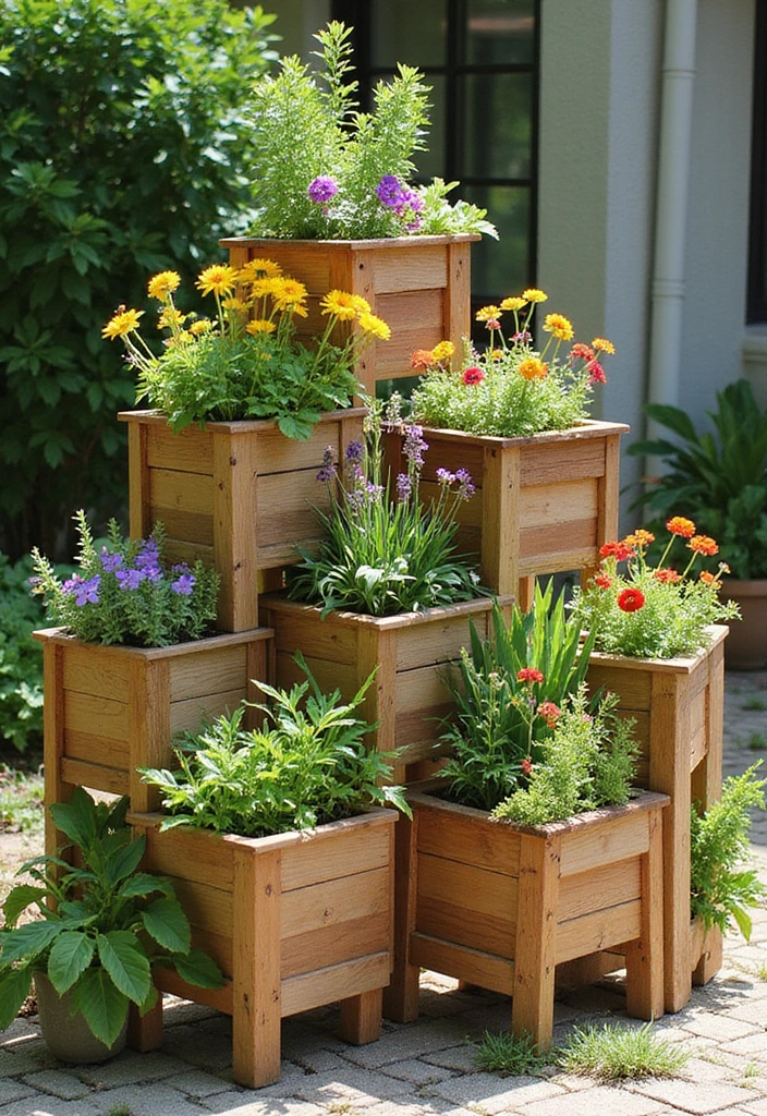 14 Stunning Wooden Planters That'll Elevate Your Garden Game (Your Plants Will Thank You!) - 13. Stackable Wooden Planters