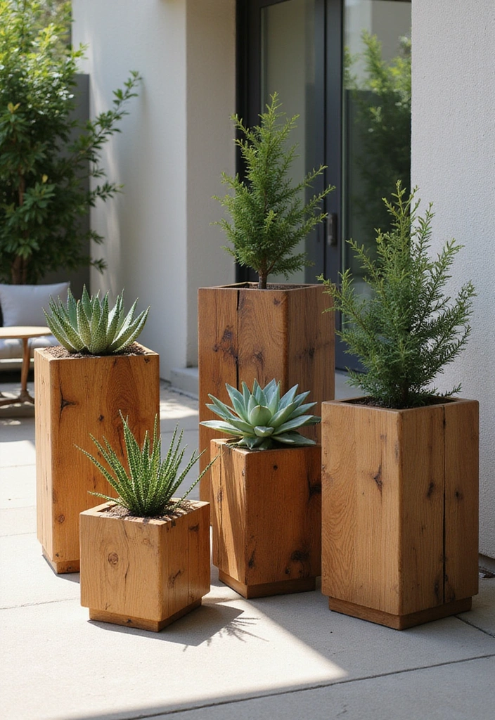 14 Stunning Wooden Planters That'll Elevate Your Garden Game (Your Plants Will Thank You!) - 3. Modern Wooden Planters