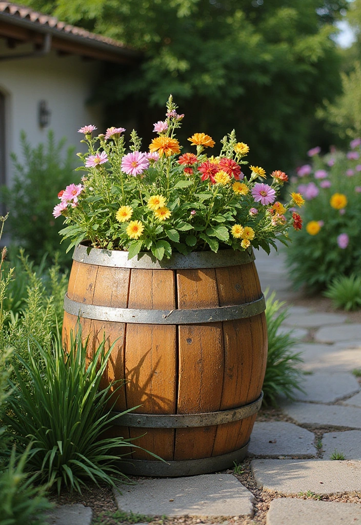 14 Stunning Wooden Planters That'll Elevate Your Garden Game (Your Plants Will Thank You!) - 6. Wooden Barrel Planters
