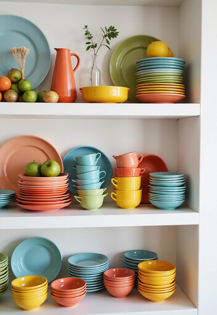21 Stunning Kitchen Shelf Decor Ideas That'll Make You Want to Redecorate Right Now! - 1. Embrace Open Shelving with a Pop of Color