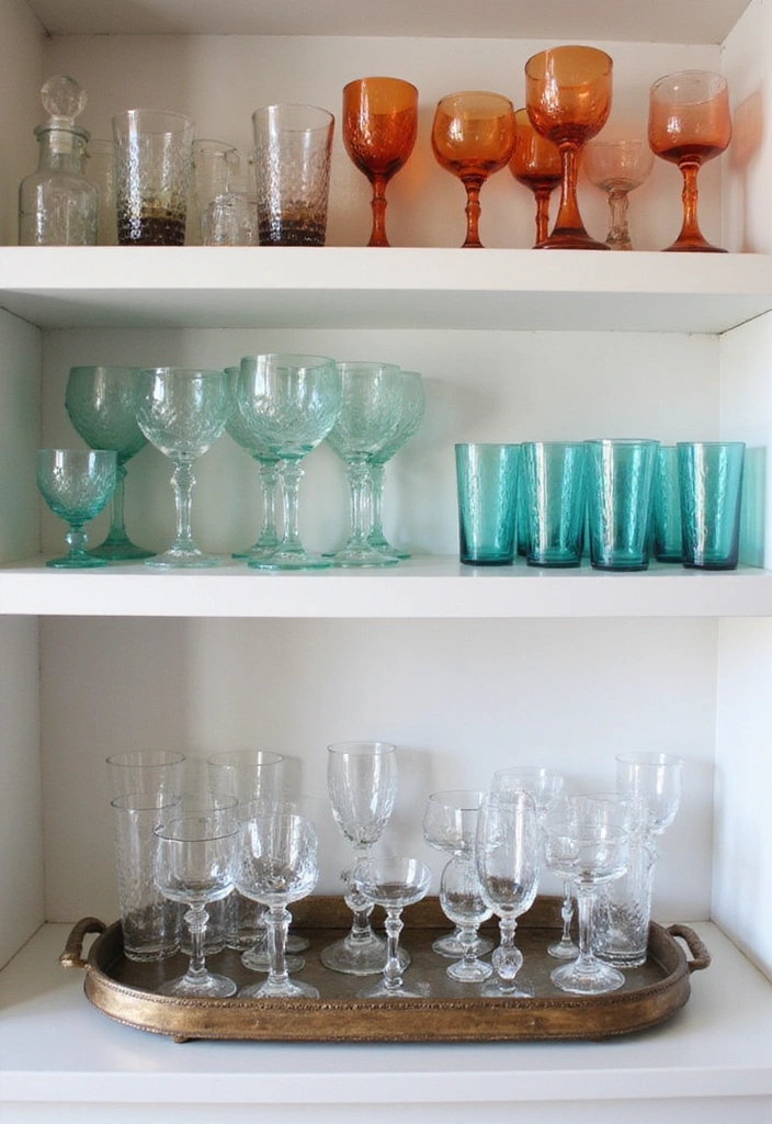 21 Stunning Kitchen Shelf Decor Ideas That'll Make You Want to Redecorate Right Now! - 10. Glassware Displays for an Elegant Touch