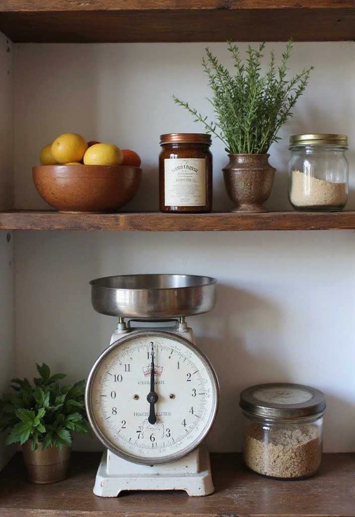 21 Stunning Kitchen Shelf Decor Ideas That'll Make You Want to Redecorate Right Now! - 18. Vintage Kitchen Scales as Decor