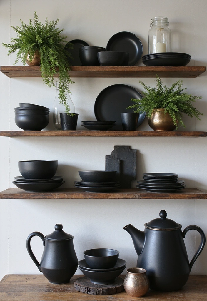 21 Stunning Kitchen Shelf Decor Ideas That'll Make You Want to Redecorate Right Now! - 19. Bold and Beautiful with Dark Colors