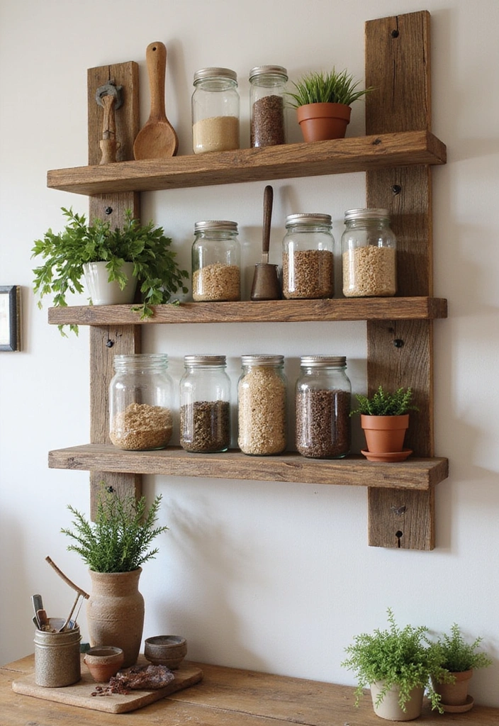 21 Stunning Kitchen Shelf Decor Ideas That'll Make You Want to Redecorate Right Now! - 2. Rustic Charm with Wooden Accents