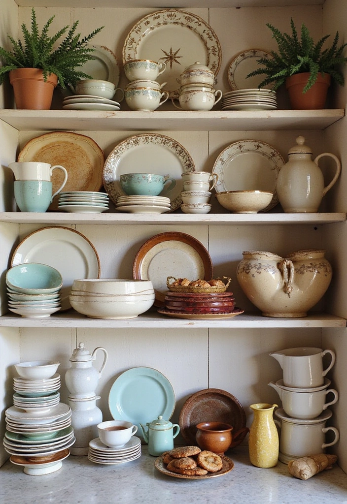 21 Stunning Kitchen Shelf Decor Ideas That'll Make You Want to Redecorate Right Now! - 20. Personalized Touch with Family Heirlooms