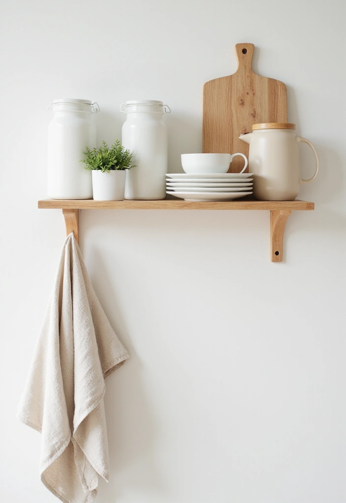 21 Stunning Kitchen Shelf Decor Ideas That'll Make You Want to Redecorate Right Now! - 3. Minimalist Magic with White and Neutral Tones
