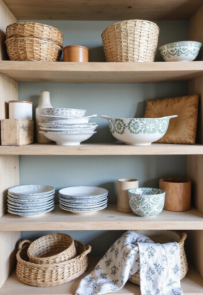 21 Stunning Kitchen Shelf Decor Ideas That'll Make You Want to Redecorate Right Now! - 5. Play with Patterns and Textures