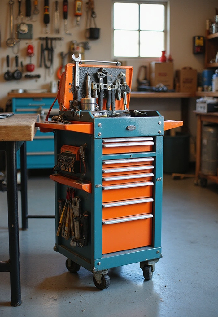 25 Brilliant Garage Organization Hacks That'll Transform Your Chaos into Order! - 7. Rolling Tool Cart