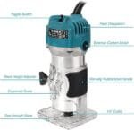800W Wood Trim Router 30000RPM with 15 Bits for Precision Woodworking - Image 2