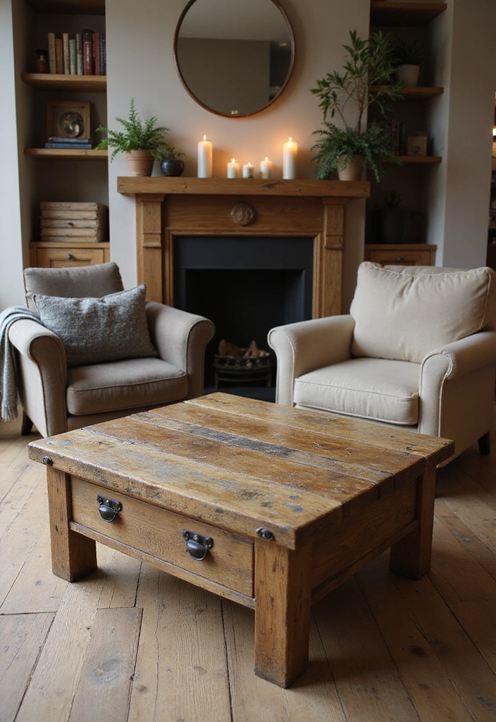 15 Cozy Farmhouse Living Room Ideas That'll Make You Want to Snuggle Up! - 2. Rustic Wooden Accents
