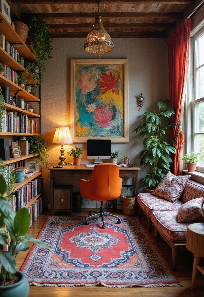 15 Stunning Home Office Designs That'll Boost Your Productivity Instantly! - 10. Bohemian Bliss