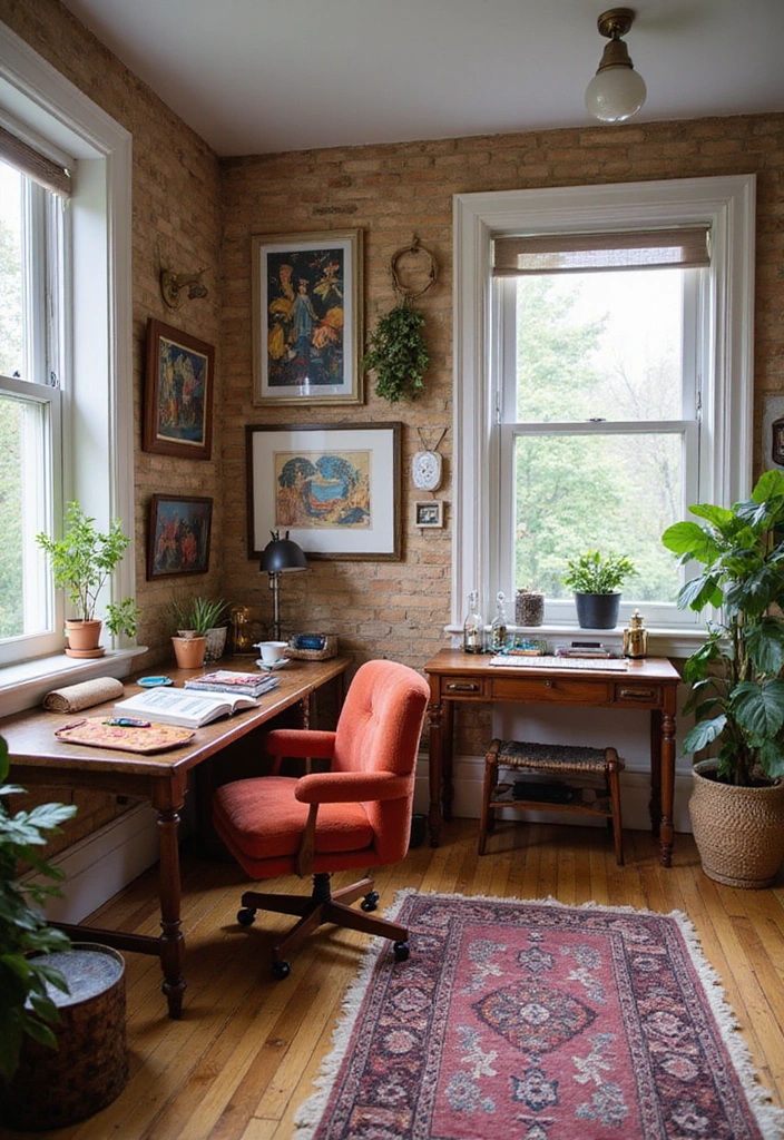 15 Stunning Home Office Designs That'll Boost Your Productivity Instantly! - 13. Eclectic Mix