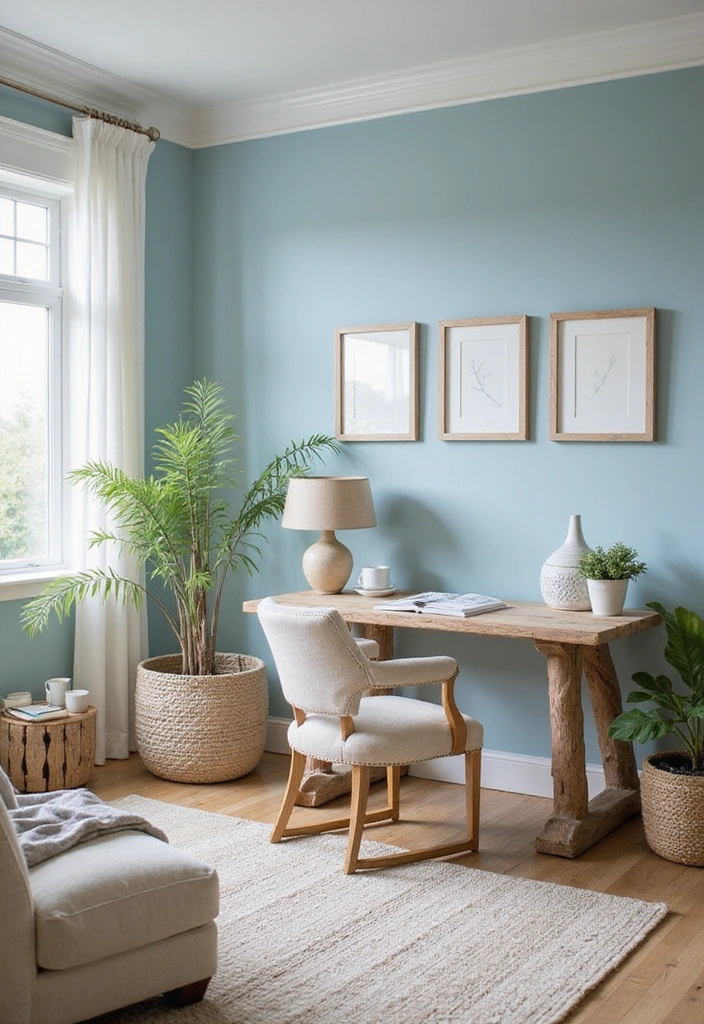 15 Stunning Home Office Designs That'll Boost Your Productivity Instantly! - 14. Coastal Calm