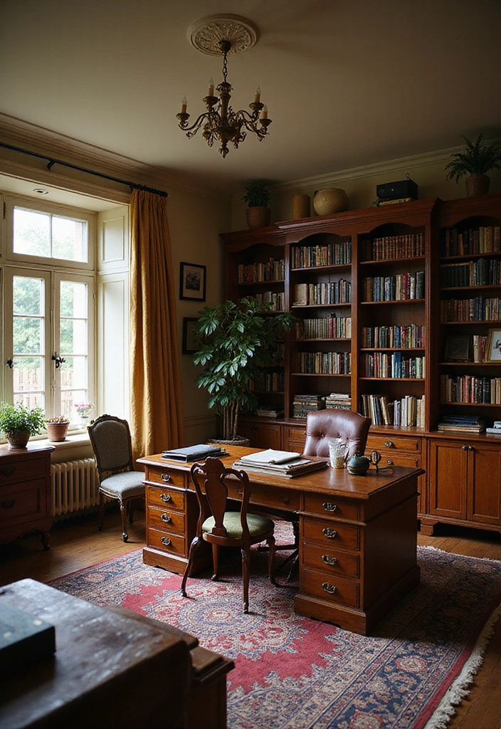 15 Stunning Home Office Designs That'll Boost Your Productivity Instantly! - 9. Vintage Charm