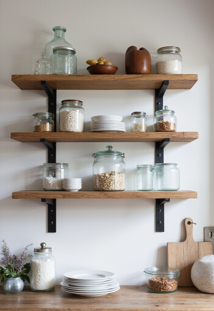15 Stunning Kitchen Shelves That Will Transform Your Cooking Space! - 12. Mixed Material Shelving