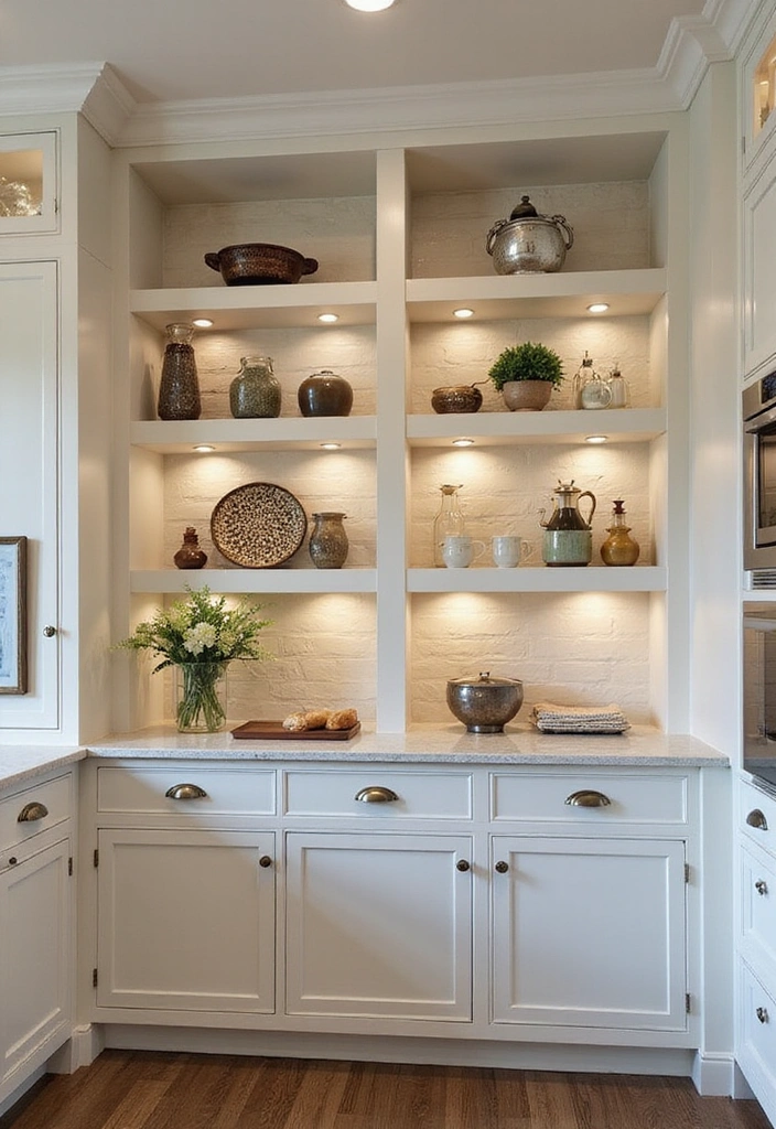 15 Stunning Kitchen Shelves That Will Transform Your Cooking Space! - 15. Custom Built-Ins for Open Shelving