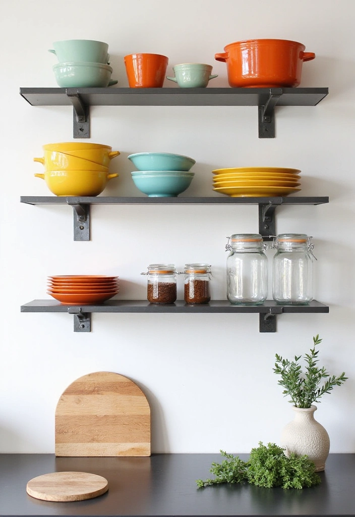 15 Stunning Kitchen Shelves That Will Transform Your Cooking Space! - 2. Sleek Modern Metal Shelves